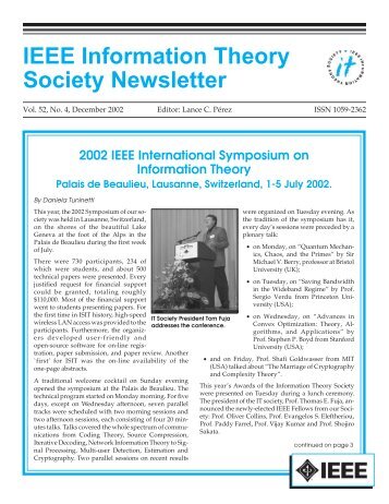 December 2002 - Information Theory Society - the IEEE Information ...