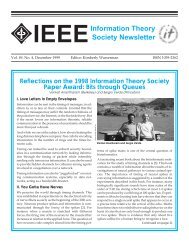 December 1999 (pdf) - Information Theory Society - the IEEE ...