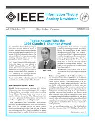 June 1999 (pdf) - Information Theory Society - the IEEE Information ...