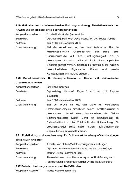 Forschungsbericht 2006 - am Fachbereich ...