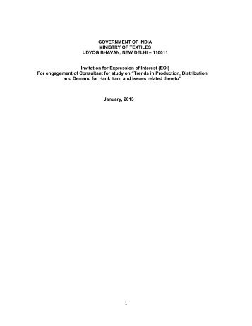 Invitation for Expression of Interest(EOI) - Ministry of Textiles