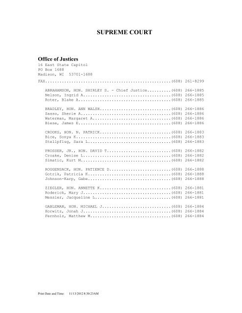Wisconsin Supreme Court directory - Wisconsin Court System