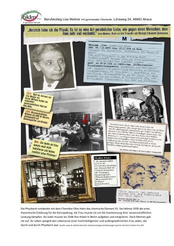 Lise Meitner Collage und Quiz - Berufskolleg Lise Meitner