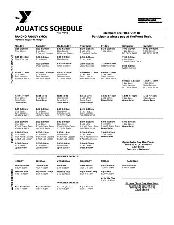 AQUATICS SCHEDULE - Rancho Family YMCA