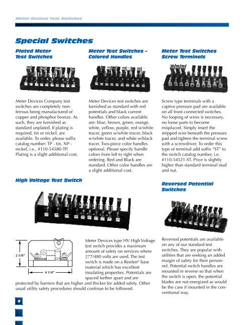 Meter Devices Test Switch