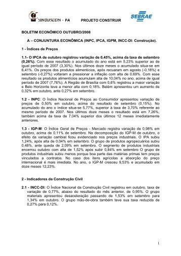 PROJETO CONSTRUIR 1 BOLETIM ECONÃMICO ... - Sinduscon-PA