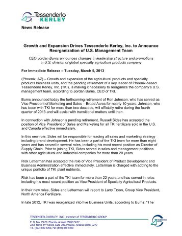 to view the full TKI ReOrg announcement - Tessenderlo Kerley