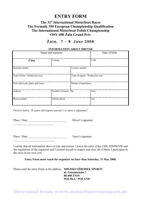 Advance Regulations, Schedule, Entry Form, Race Course (PDF ...