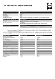LIDL MOBILE Preisliste Internet-Stick - Fonic