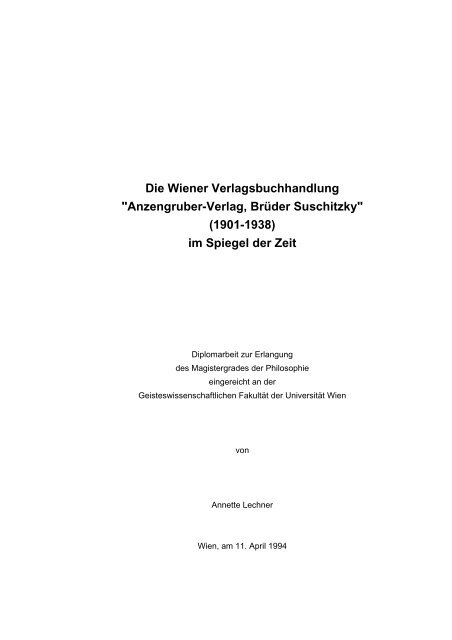 Anzengruber-Verlag, Brüder Suschitzky - Wiener Stadt- und ...