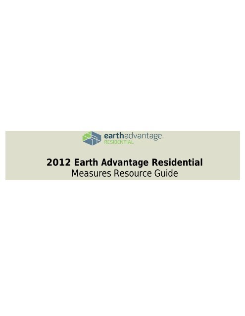 EA New Homes Measures Guide - Earth Advantage