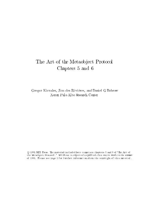 The Art of the Metaobject Protocol Chapters 5 and 6