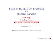 The Riemann hypothesis and abundant numbers - Keith Briggs