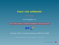 Exact real arithmetic - Keith Briggs