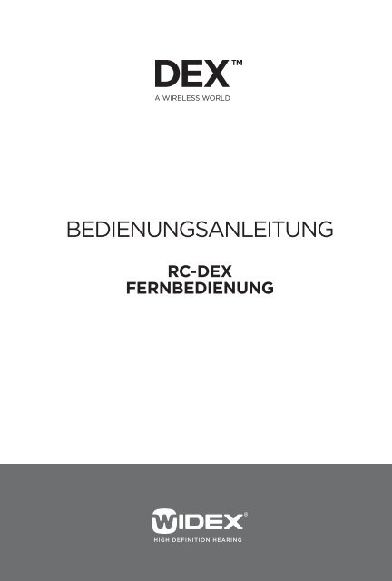 BEDIENUNGSANLEITUNG - Widex