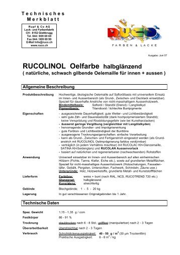 RUCOLINOL Oelfarbe halbglänzend - MGB Farbenzentrum AG