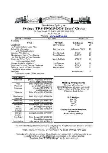 Sydney TRS-80/MS-DOS Users Group - sydtrug