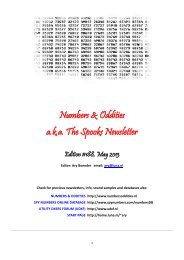 Numbers & Oddities a.k.a. The Spooks Newsletter