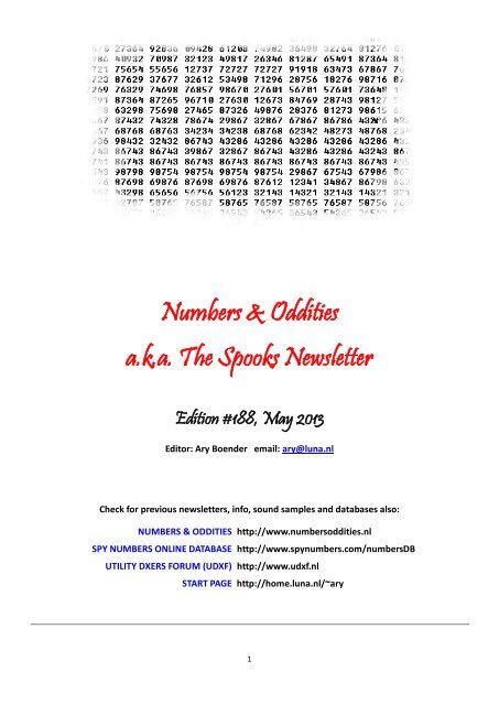 Numbers &amp; Oddities a.k.a. The Spooks Newsletter