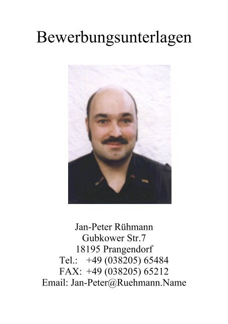 Lebenslauf - Jan-Peter Rühmann´s Homepage