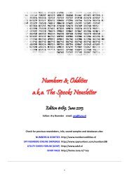 Numbers & Oddities a.k.a. The Spooks Newsletter