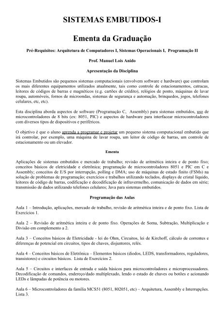 SISTEMAS EMBUTIDOS - Funcionários do NCE-UFRJ