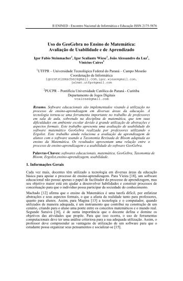 Uso do GeoGebra no Ensino de MatemÃ¡tica ... - INF-Unioeste