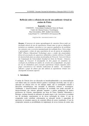 ReflexÃ£o sobre a eficÃ¡cia do uso de um ambiente ... - INF-Unioeste