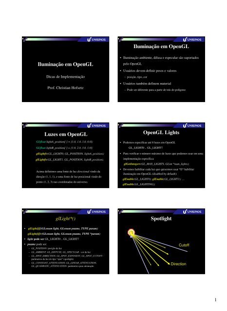 Modelos de IluminaÃ§Ã£o e sombreamento - OpenGL. - Unisinos