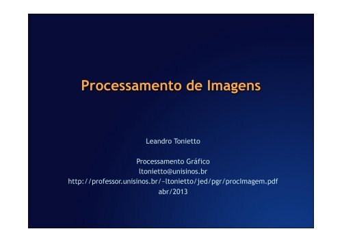 Processamento de Imagens - ProgramaÃ§Ã£o - Unisinos