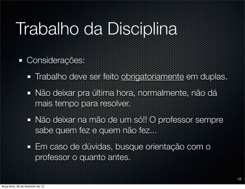 ApresentaÃ§Ã£o da disciplina - Unisinos