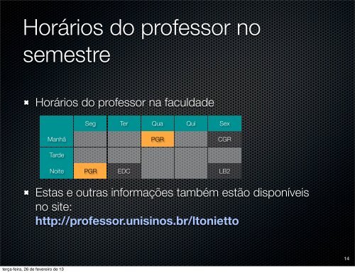 ApresentaÃ§Ã£o da disciplina - Unisinos