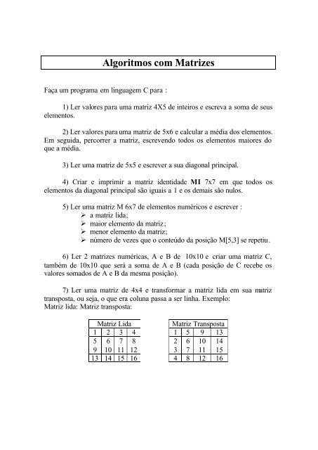 Impressão 5 maiores valores de uma matriz - Programação