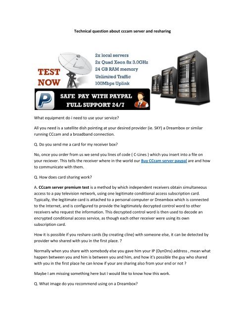 Cardsharing Dreambox CCcam Gbox Server Tips and Tricks