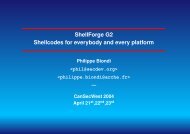 ShellForge G2 Shellcodes for everybody and every ... - SecDev.org