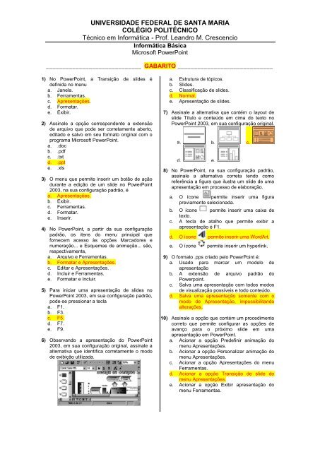 Gabarito Prova de PowerPoint - InformÃ¡tica UFSM