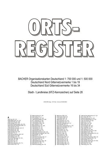 BACHER Organisationskarten Deutschland 1: 700 000 und 1: 500 ...