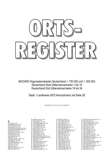 BACHER Organisationskarten Deutschland 1: 700 000 und 1: 500 ...