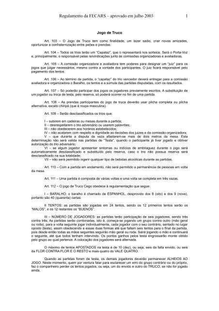 Como Jogar Truco Parte 1, PDF, Lazer