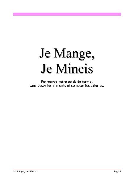 La Méthode Je Mange, Je Mincis par Florence Delamare | Livre PDF