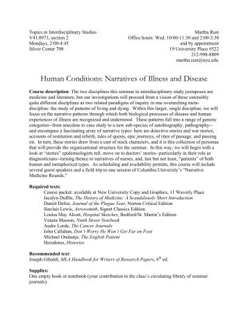Human Conditions: Narratives of Illness and Disease