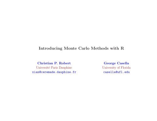 Introducing Monte Carlo Methods With R