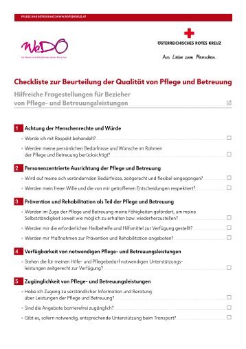 Checkliste Qualitätskriterien für Klientinnen - Österreichisches Rotes ...
