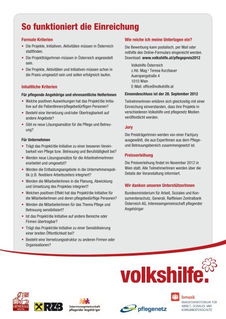 Pflege- und Betreuungspreis 2012 - Interessengemeinschaft ...