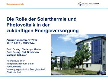Die Rolle der Solarthermie und Photovoltaik in ... - Hochschule Trier