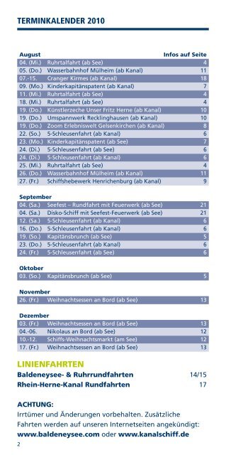 Fahrplan - WeiÃe Flotte Baldeney