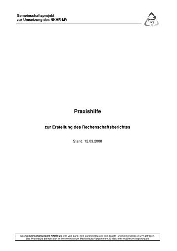 Praxishilfe zur Erstellung des Rechenschaftsberichtes - NKHR-MV