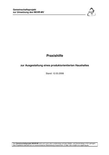 Praxishilfe zur Ausgestaltung eines produktorientierten ... - NKHR-MV