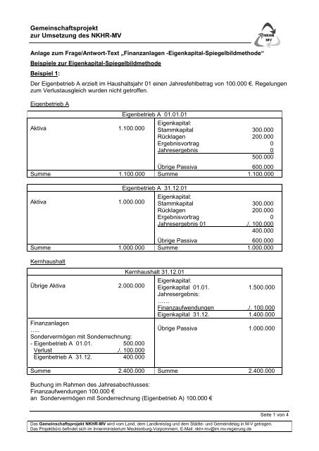 Beispiele zur Eigenkapital-Spiegelbildmethode - NKHR-MV