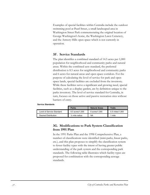 Centralia Parks and Recreation Master Plan - City of Centralia, WA